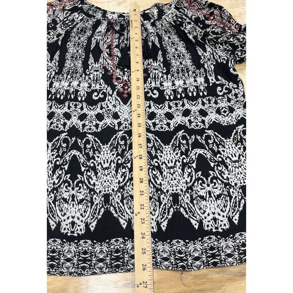 SOFT SURROUNDINGS Peasant Boho Tunic Top Size L Black Relaxed Sequin Bell Sleeve - Picture 12 of 13